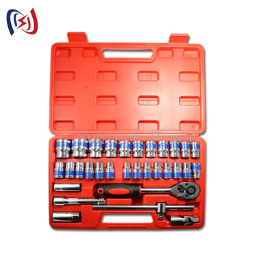 Professionele 32 stukken socket wrench set tool kit voor auto reparatie blauw lint combinatie tool set