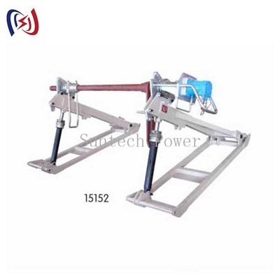Heavy-Duty Hydraulic Conductor Reel Stands -- 5 ton capaciteit, verstelbare spanningsregeling voor de bouw van hoogspanningslijnen.