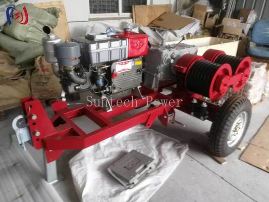 Professionele 6.3-9KW Dubbele Trommel Lier met 2000-3600RPM Snelheid voor Gelijktijdig Kabel Trekken en Spannen in Stroomlijnbouw