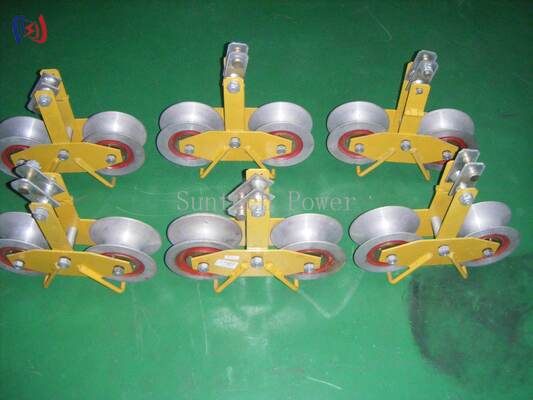 Tandem Sheave Stringing Block 25KN voor bundelgeleiders met Aluminium Sheave