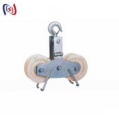 25KN Tandem Sheave Stringing Block voor grote sectie ACSR-geleiders LGJ300-500 met Tandem Sheave Design