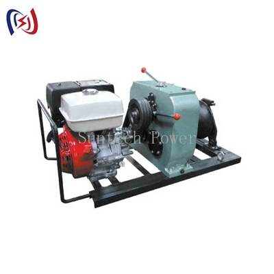8T Tractive Force 13HP Diesel Engine Belt Drive Power Winch Cable Winch Puller for Heavy Duty Lifting