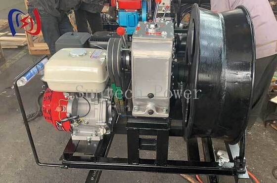 1.25T trekkracht 9HP benzine motor kabel opnemen machine twee voorwaarts versnellingen plus achterwaarts kabel lier trekker