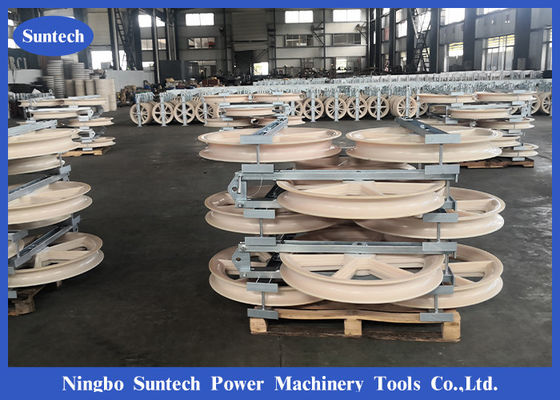 Bovengrondse hoogspanningslijn Triple Aluminium Wheel Conductor Stringing Blocks